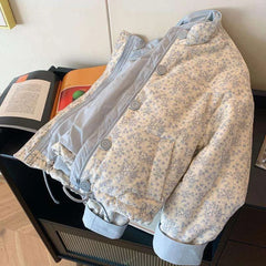 Printed Padded Buttoned Jacket