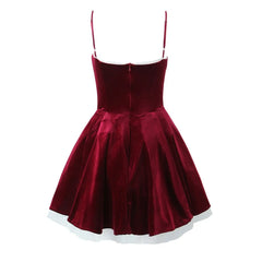 Red Velvet Strap Flare Mini Dress