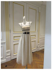 White Sequin Bead Embroidery Strapless Dress