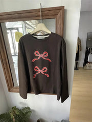 Long Sleeve Bow Sweatshirt Top - Free From Label