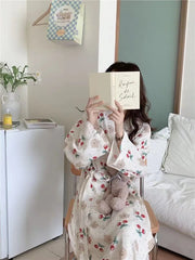 Cartoon Print Kimono Long-Sleeve Robe Nightgown