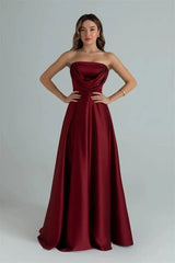 Satin Strapless Drape Maxi Gown