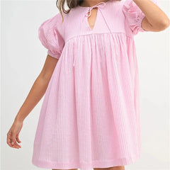 Gingham  Round Neck Babydoll Mini Dress