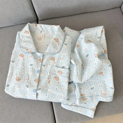 Dachshund Printed Kawaii Long Sleeve Shirt And Pants Pajama Set