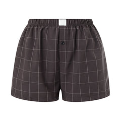 Elastic Waist Striped Plaid Print Shorts