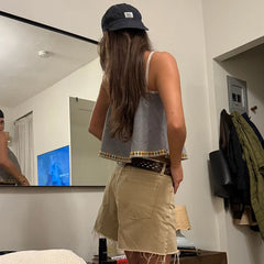 Stripe Colourful Trim Spaghetti Strap Top