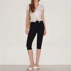 Polka Dot Print Capri Pants