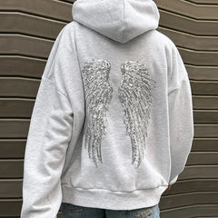 Sequin Angel Wings Hooded Sweatshirt And Sweat Pants