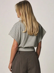 Round Neck Striped Print Pullover T-shirt