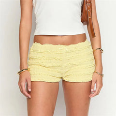 Ruched Low Rise Frill Bloomers Micro Shorts