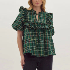 Gingham Babydoll Blouse