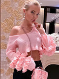 Pink Ruffles Knit Crop Top