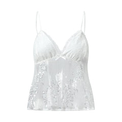 Lace Cami Sequin Sheer Top