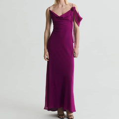 Purple Strap Rose Maxi Dress