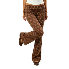 Side Drawstring Ruched Fold Over Waist Yoga Pant Flare Leggings