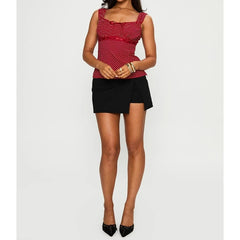 Polka Dot Babydoll Scoop Neck Top