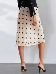 Sheer Low Rise Ruffled Hem Midi Skirt