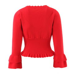 Knit Cropped Drawstring Cardigan Top