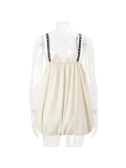 Studded Trim Cami Bubble Hem Mini Dress