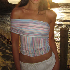 Multicolor Striped Off-Shoulder Top