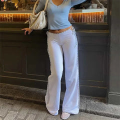 Low Waist Cutout Side Tie Up Bootcut Pants