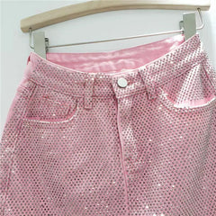 Denim Rhinestone Mini Skirt Free From Label