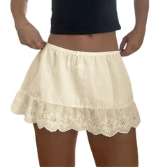 Floral Eyelet Embroidery Trim Mini Skirt
