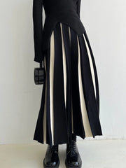 Black Patchwork Long Skirt Free From Label