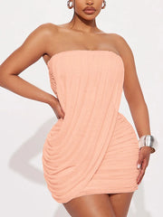 Strapless Folds Drape Mini Dress