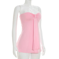 Strapless Ruched Gathered Sweetheart Neckline Top