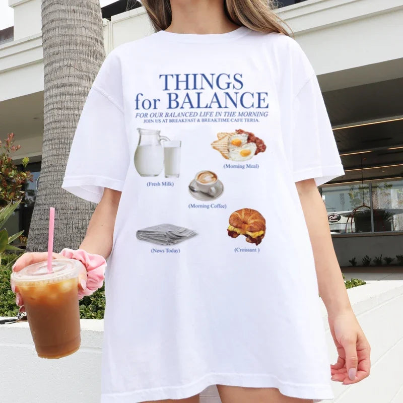 Oversized Y2k Aesthetic Breakfast Graphic Cute Food T Shirt Unisex