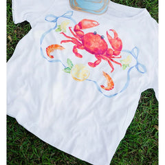 Crab/Lobster Print Short Sleeve Graphic Top