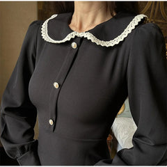 Peter Pan Collar Long Sleeve Maxi Dress