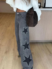 Star Patchwork Studded Denim Jeans