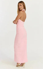 Halter Neck High Split Midi Dress