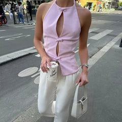 Bow Slit Vest Tank Top