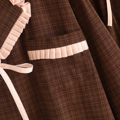 Contrast Seam Bow Long Sleeve Shirt And Wide Legs Pajama Set