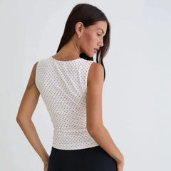 Polka Dot Sleeveless V-Neck Tank Top