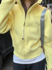 Zipper High Neck Hoodie Sweatshirt