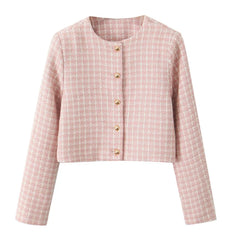 Pink Plaid Tweed Jacket And Shorts Set Free From Label