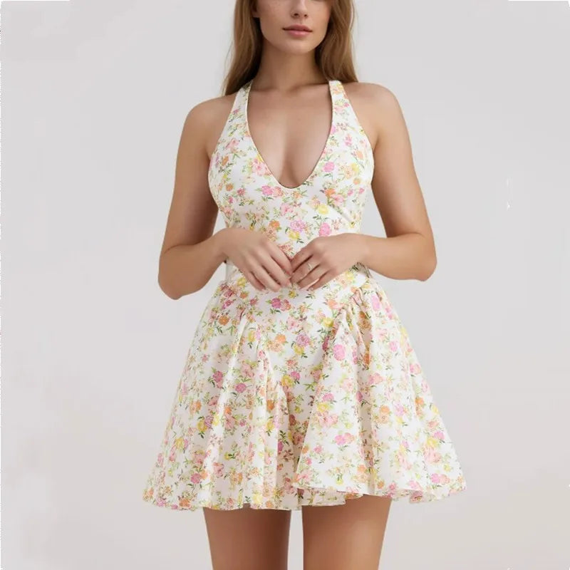 Floral Halter Mini Dress - Free From Label