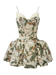 Sequin Floral Embroidery Corset Mini Dress