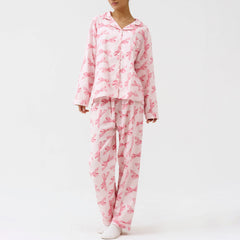 Pink Bow Print Pajama Loungewear Set