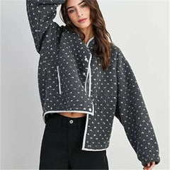 Dotted Fuzzy Zip Up Jacket