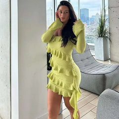 Ruffle Off Shoulder Short Dress