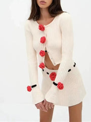 Long Sleeve 3d Flower Cardigan