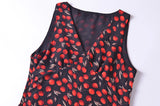 Black Cherry Print Halter Mini Dress