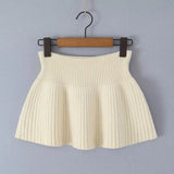 Knitted High Neck Long Sleeve Top And Mini Skirt Set