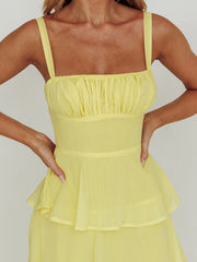 Yellow dress with thin straps 