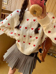 Heart Cabel Knit Sweater - Free From Label